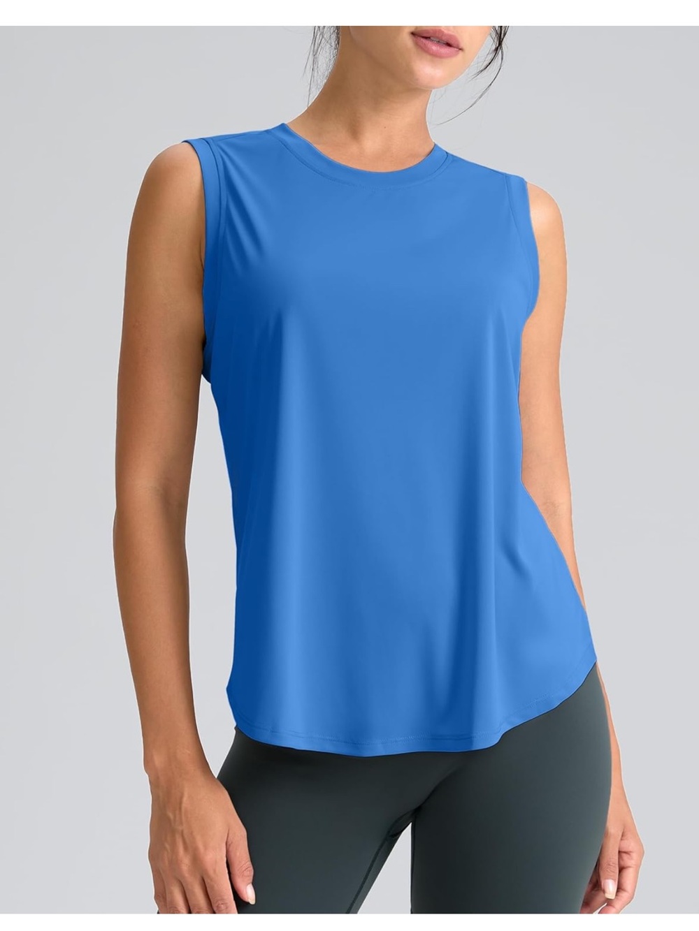 Satiny Blue Sleeveless Women's Performance Tank Top - C#1